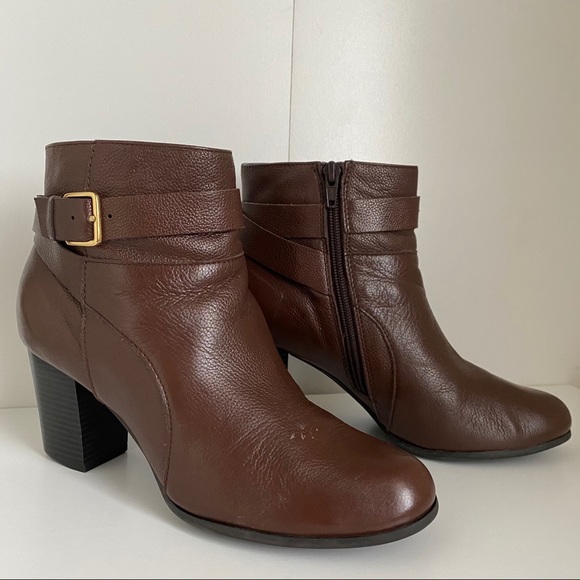 COLE HAAN Leather Ankle Bootie, Brown, 9 - Picture 8 of 16